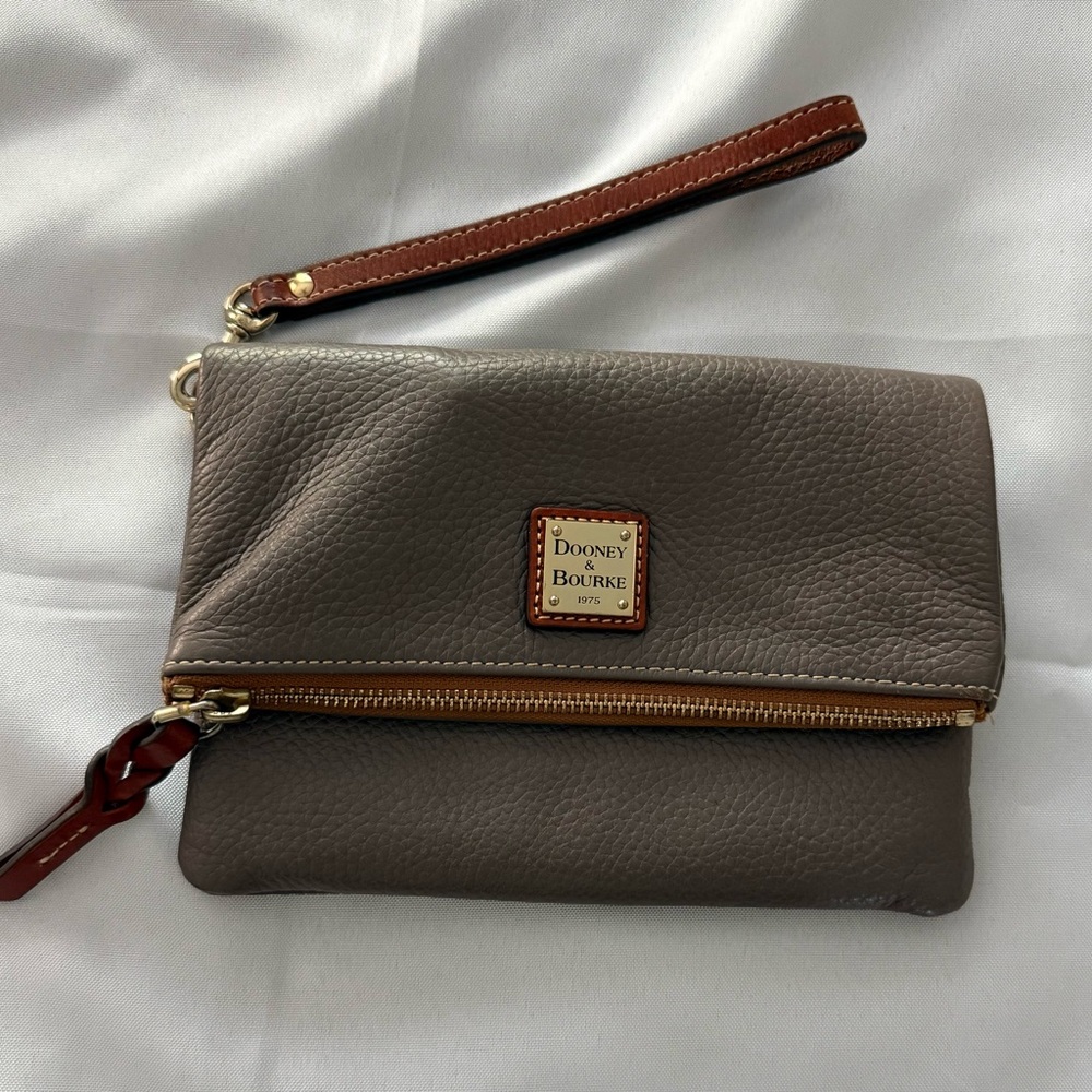 Dooney & Bourke Taupe Leather Wristlet